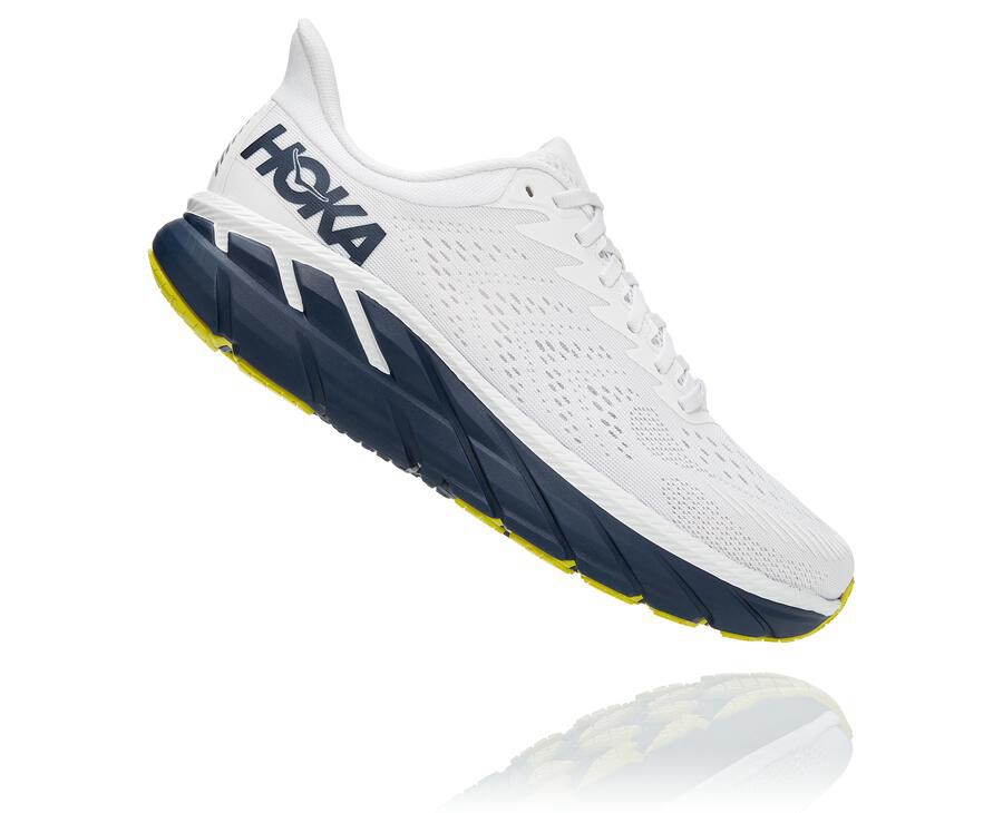 Hoka One One Mens Running Shoes - Clifton 7 - White/Black - LSBU24805